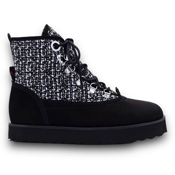 Larroude Shoes - LARROUDE Vail Boot In Black Tweed and Suede Size 6.5 NWOT